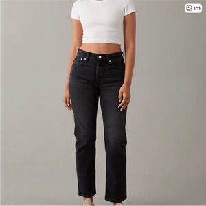 American Eagle Outfitters Women's Black Straight Leg Ankle Jeans